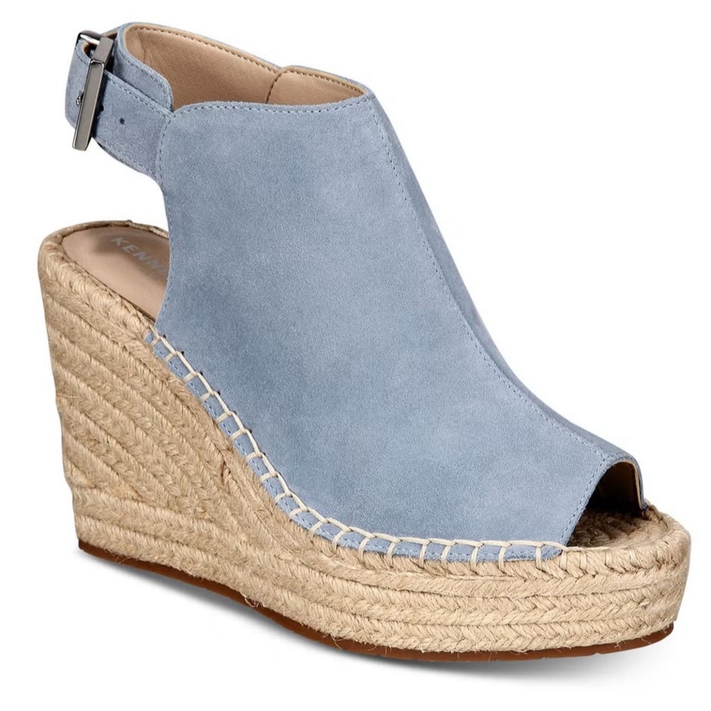 Kenneth Cole Light Blue Suede Wedge Espadrilles Sz 9.5